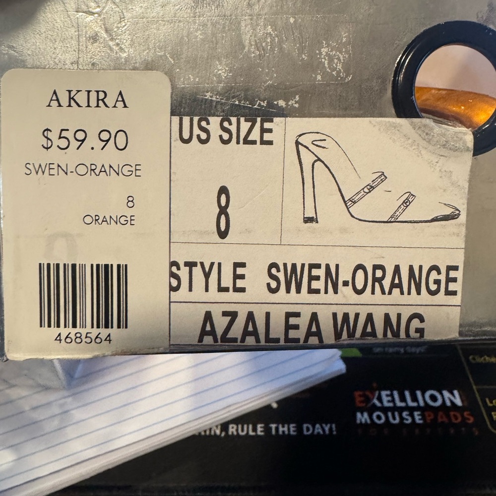 Azalea Wang Swen Orange Metallic size 6, 7.5 & 8. NWT Sculptured Chrome Heels - Picture 8 of 8